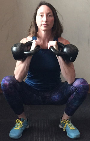 Kathleen Walters double kettlebell Front Squat