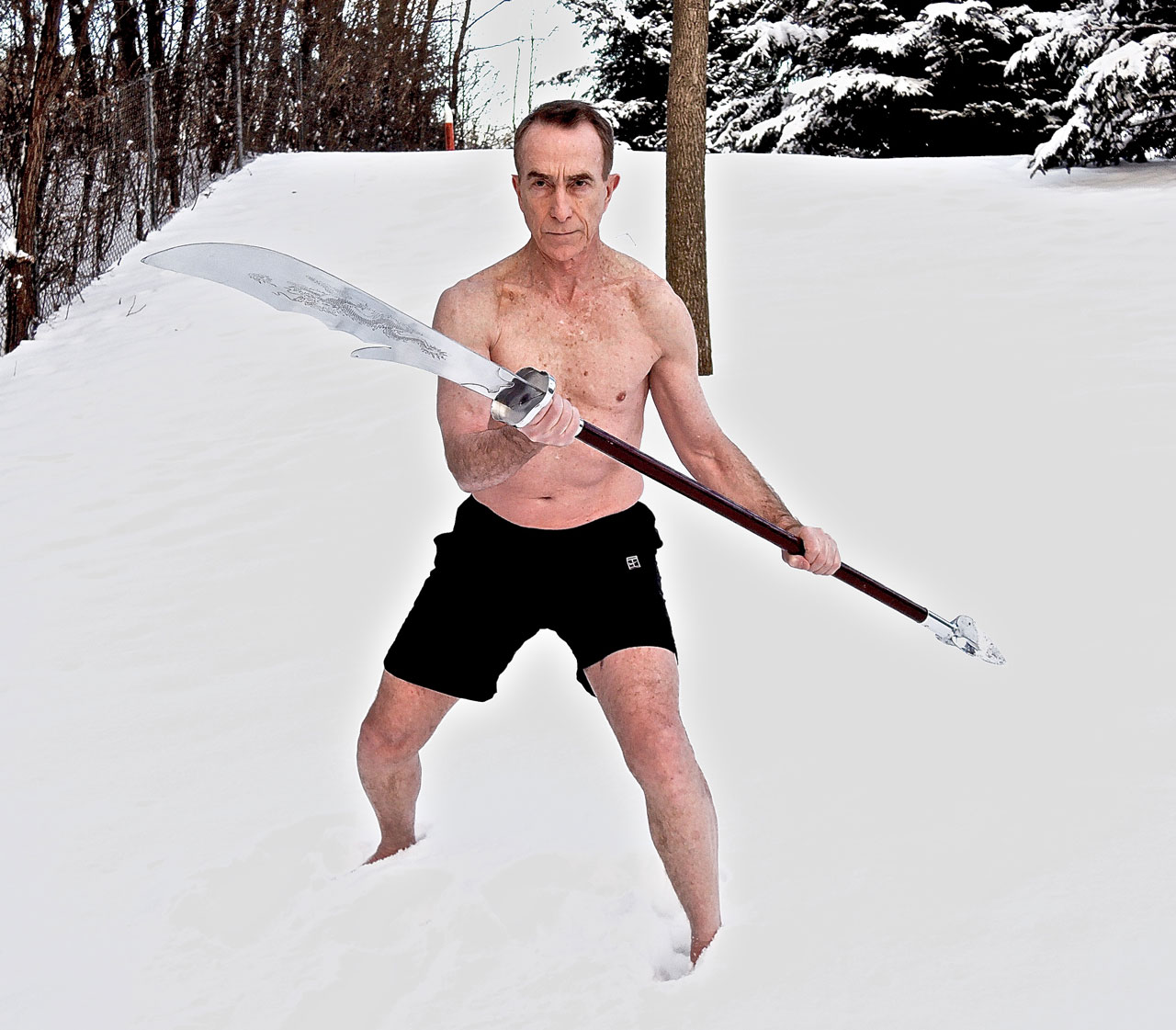 John Du Cane Martial Arts in the snow with Kwan Dao